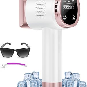 IPL Laser Hair Removal for Women and Men, Hair Removal with Ice-Cooling for Nearly Painless and Long-Lasting Result At-Home Permanent Hair Removal Device 999900 Flashes for Whole Body Use