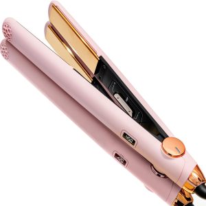 Flat Iron Hair Straightener and Curler 2 in 1 with 10s Fast Heating, 1 Inch Professional Titanium Straightening Curling Iron with 32 Adjustable Temp and Automatic Shut Off