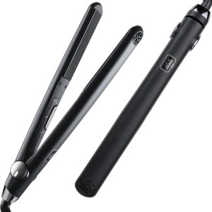 Hair Straightener with 10s Fast Heating, 1 Inch Professional Flat Iron Curling Iron in One with 32 Adjustable Temp, Automatic Shut Off, Dual Voltage