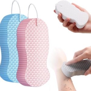 Magic Exfoliating Bath Sponge, Upgraded Magic Exfoliating Body Scrubber, 3D Super Soft Bath Shower Sponge for Body Removes Dead Skin (2PCS)