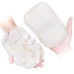 Bath Mitt for Women, Bath Pouf Mesh Brushes 1 PC Upgraded Version | Loofah Sponge & Exfoliating Pad 2 in 1 Professional Design | Exfoliating Gently with The Elastic (1 Pack)